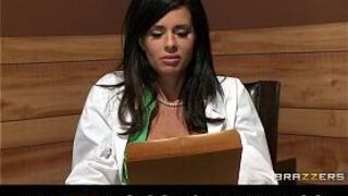 Big-tit brunette doctor uses her patient for a sexy threesome porn video